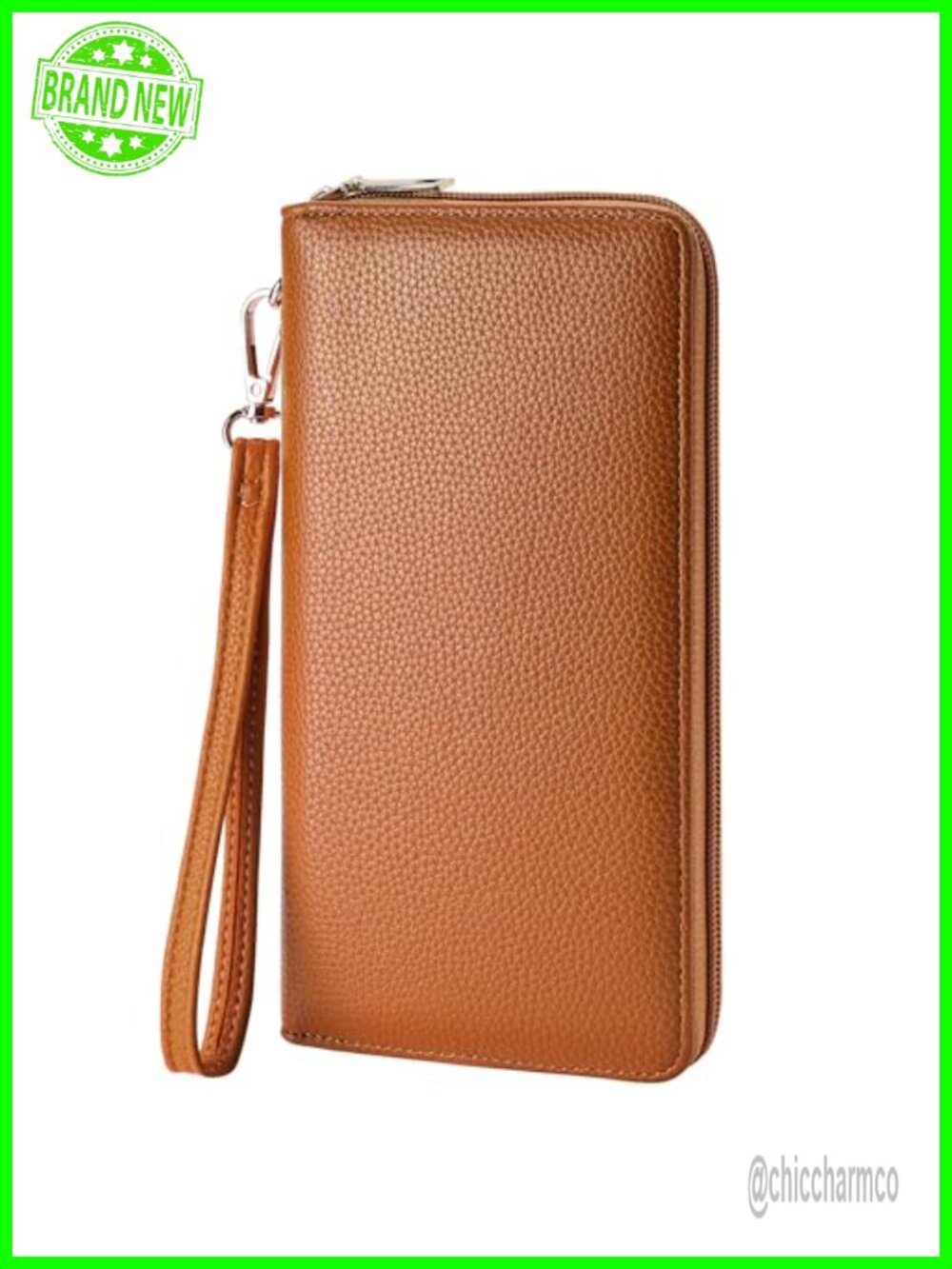Faux Leather Clutch Wallet with Zip, Wristlet & RFID Large Capacity